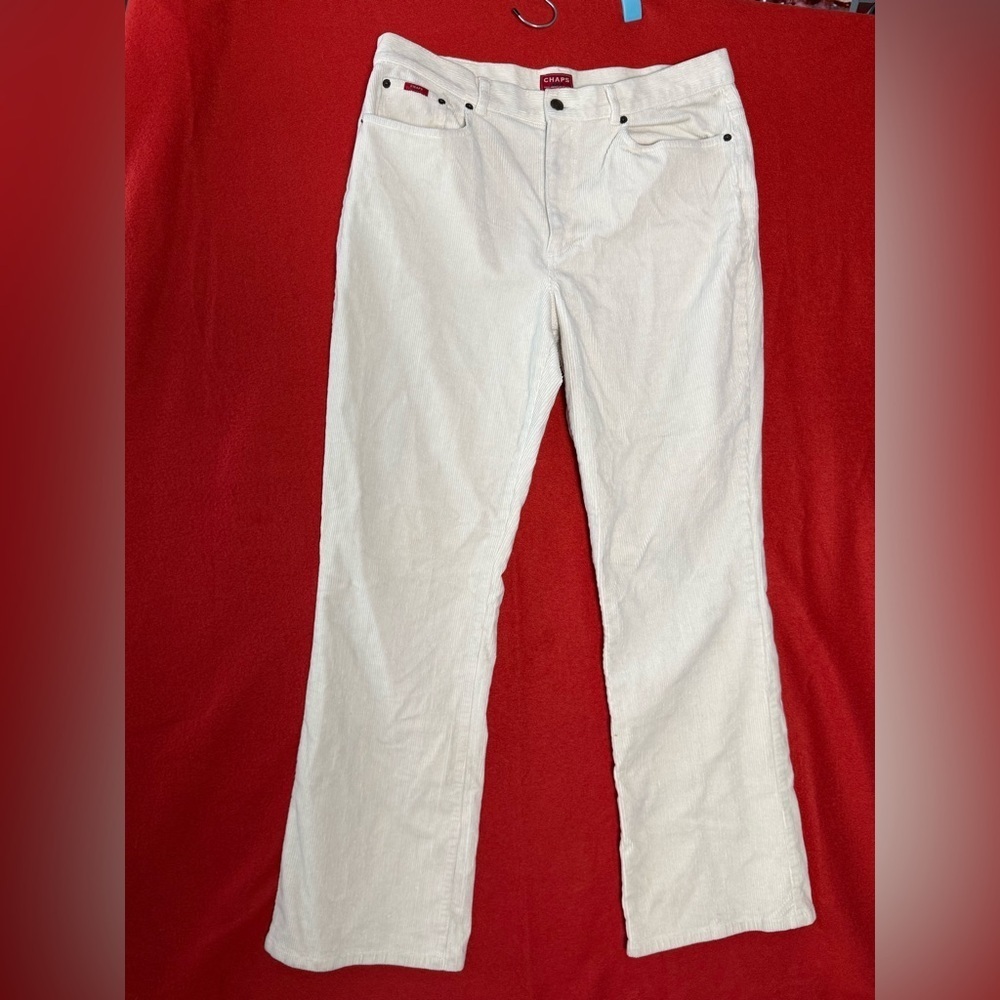Chaps Woman’s Sz 12 Cream Corduroy Boot Cut/Straight Leg Cotton Blend Pants EUC